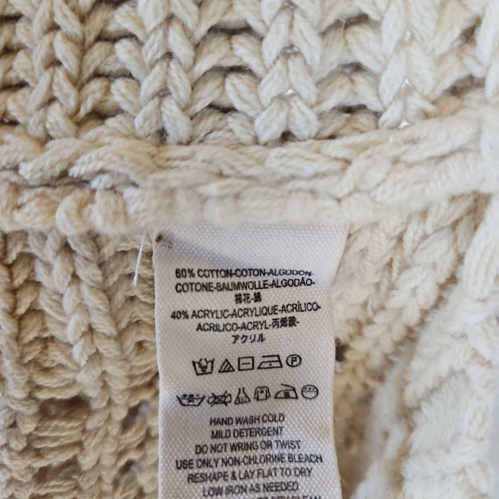 Free People Northern Lights Sleeveless Crochet Sweater Ivory Cream Size M - Picture 4 of 6